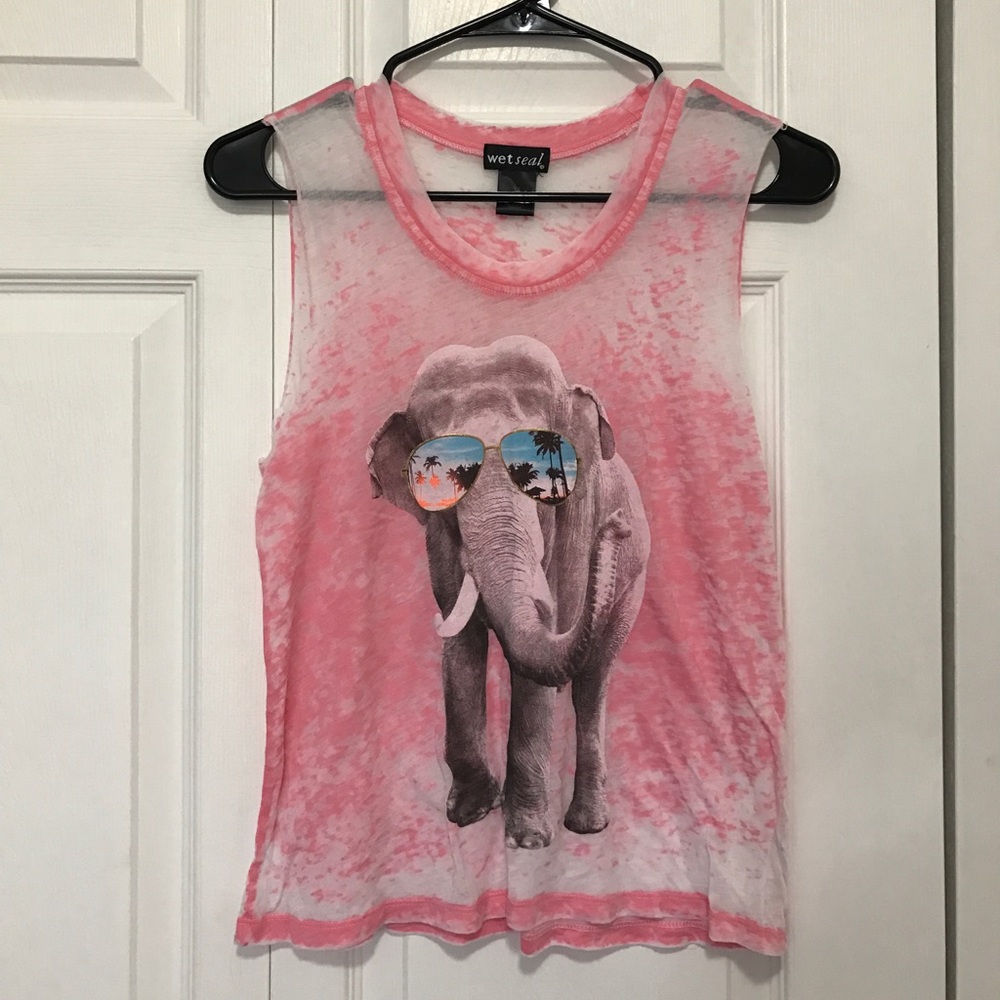 "Cool Elephant" Pink Burnout Tee